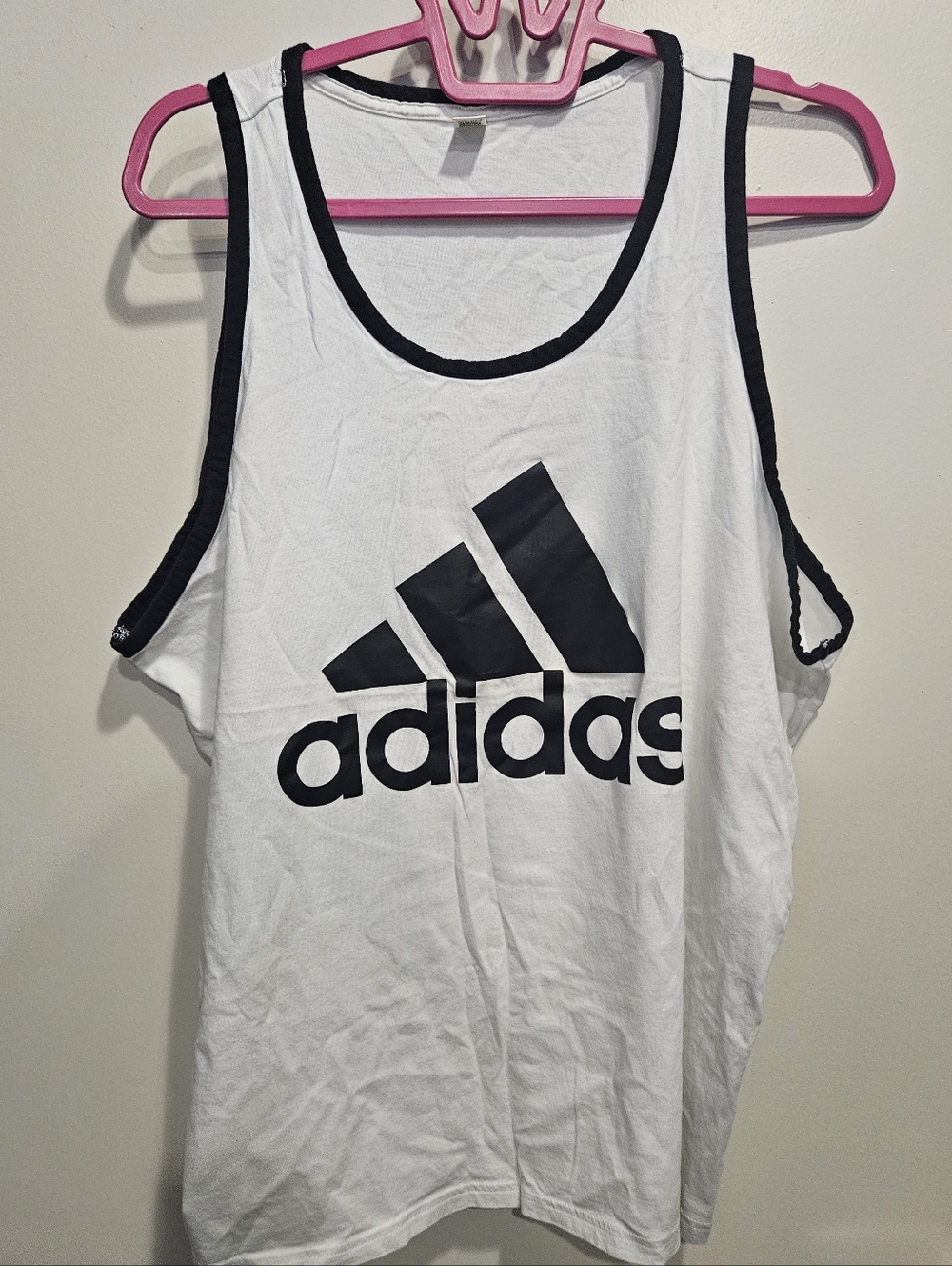 Men's Adidas White Tank Top with Black Logo XL